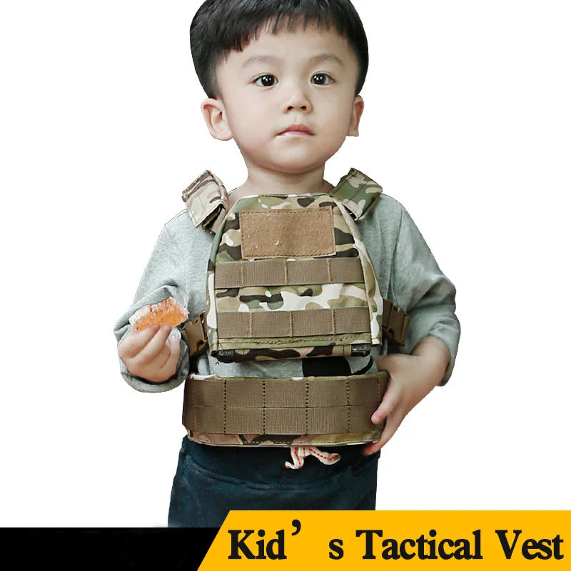 Tactical Kids Vest Military Airsoft Hunting Vest for Children Camouflage Combat Gear Vests Molle Plate Carrier