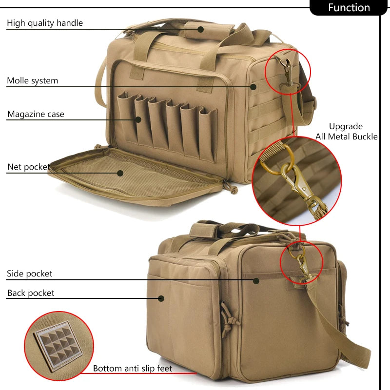 Tactical Range Bag Army Style Military Hunting Accessories Storage Pack Anti Slip Feet Magazine Case Extra Pockets for Shooting