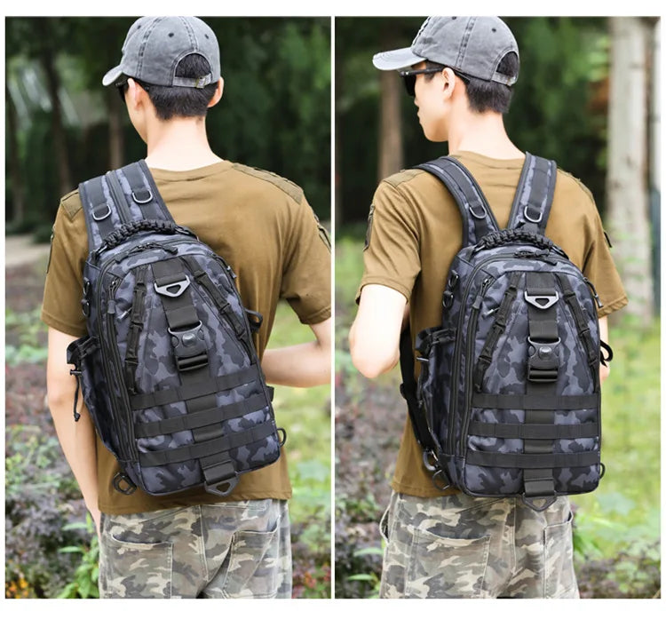 Outdoor Fishing Tackle Bag Waterproof Hiking Cycling Travel Backpack Shoulder Tactical Bag Chest Pack Fish Lures Tools Rucksack