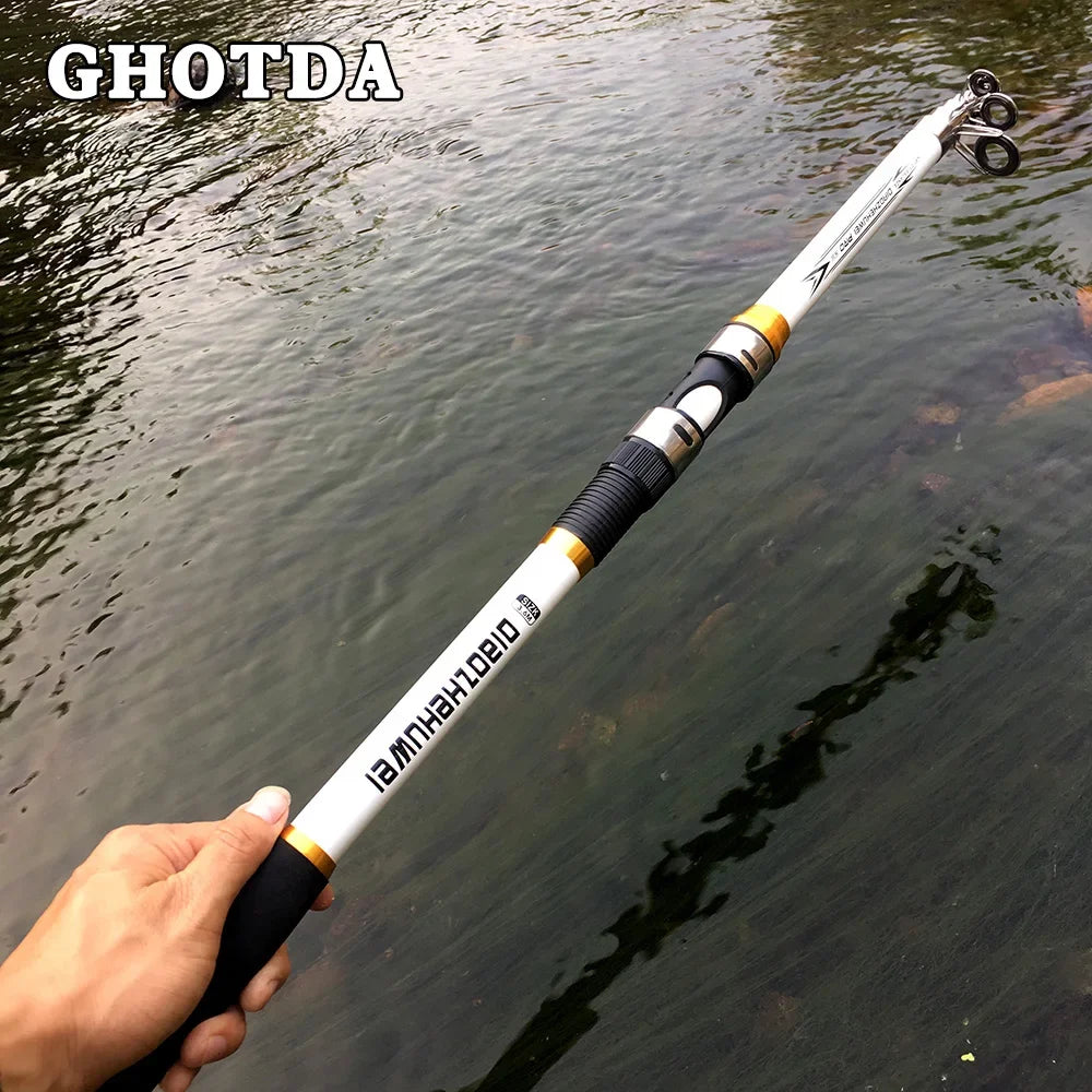 GHOTDA Hard FRP Telescopic Super Hard Telescopic Fishing Rod Fishing Rod 2.1M 2.4M 2.7M 3.0M 3.6M fishing pole