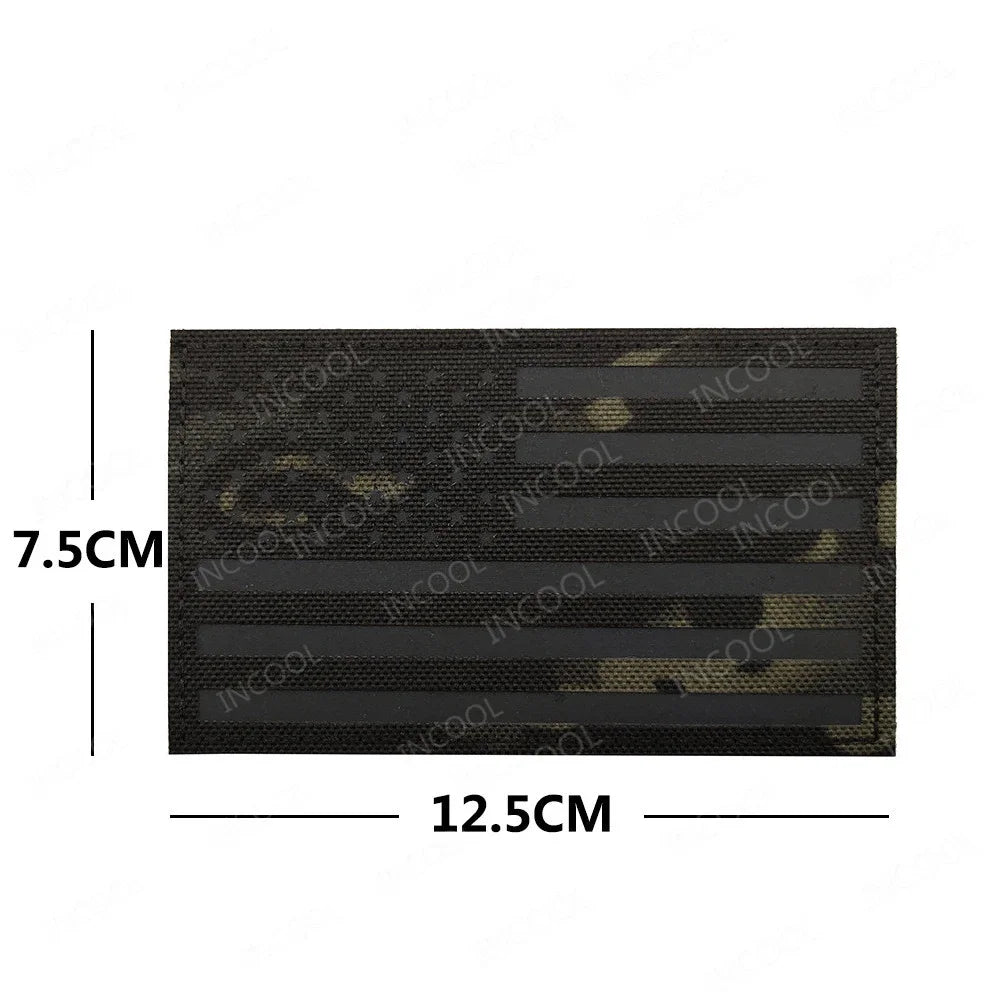 United States American US USA Infrared IR Reflective Large Size Flag Patches Tactical Military Emblem Shoulder Fastener Badges