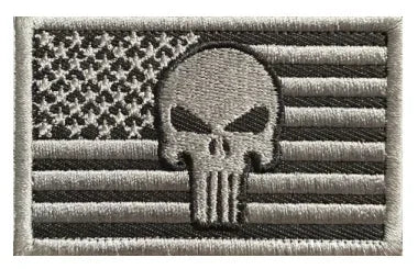 Punish Skull Embroidery Hook&loop Patch USA Flag Skull Morale Badge Multicam Tan Black Cranium Tactical Backpack Cap Attachments