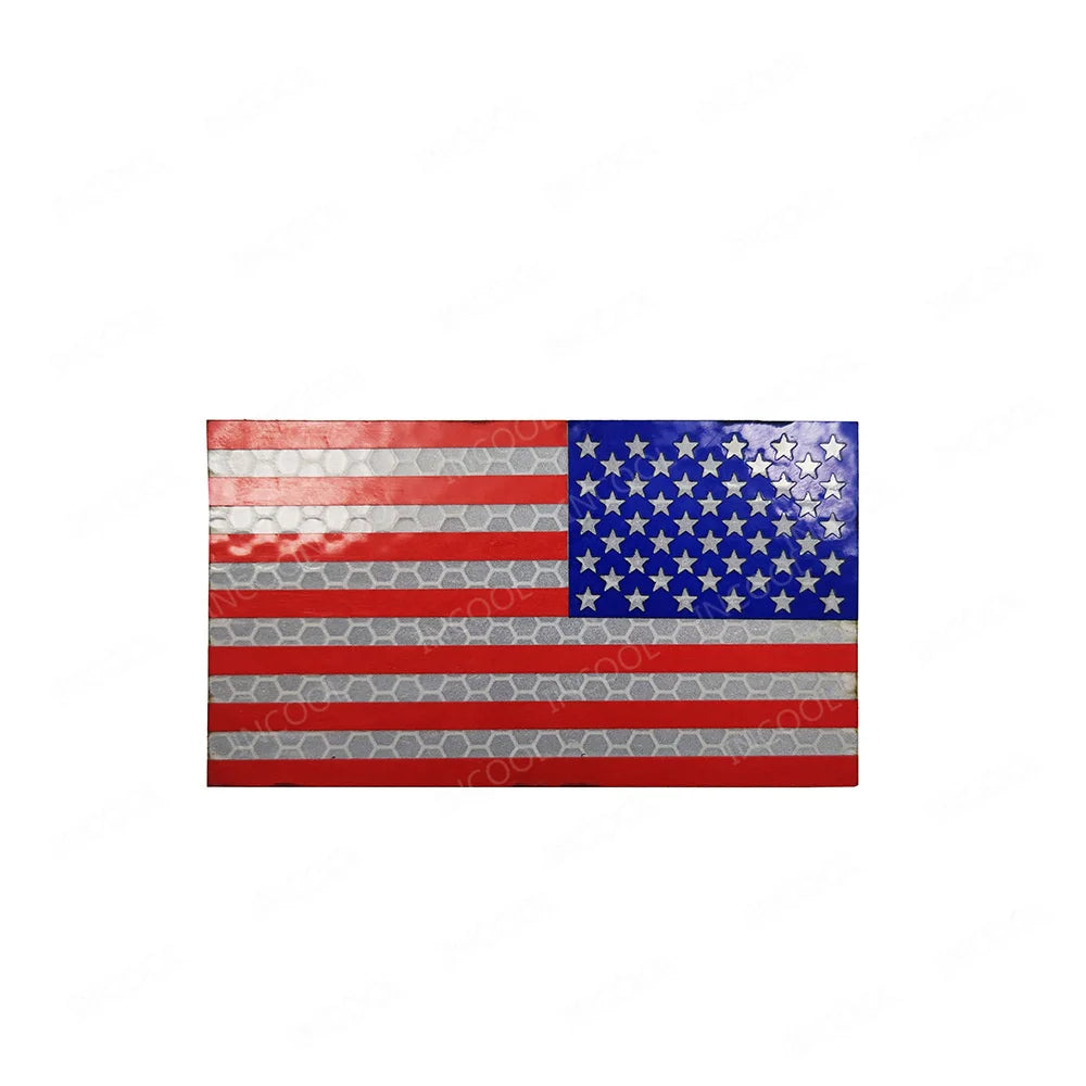 United States American US USA Infrared IR Reflective Large Size Flag Patches Tactical Military Emblem Shoulder Fastener Badges