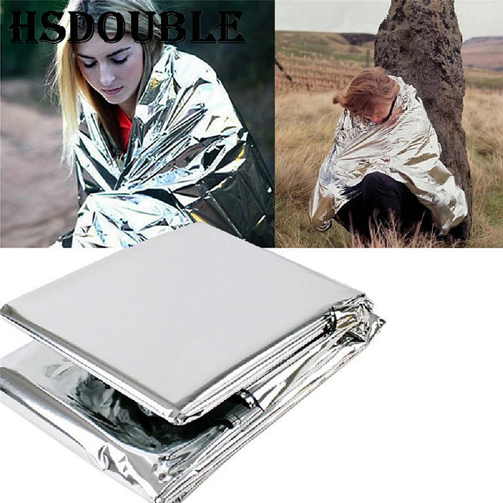 1Pcs Outdoor Emergency Sliver Survival Blanket Waterproof First Aid Rescue Curtain Foil Thermal Military Blanket 130X210cm
