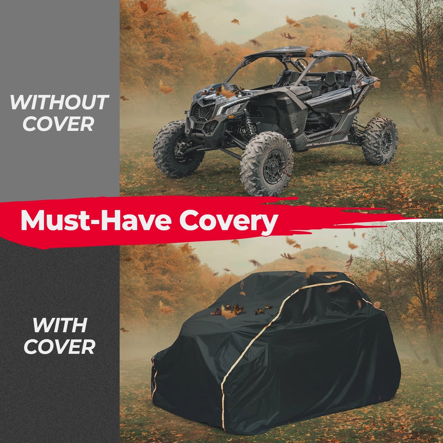 2 Doors UTV 210D Oxford Cloth Protect Utility Vehicle Storage Cover from Rain Dirt Rays-Reflective for Can Am Maverick X3