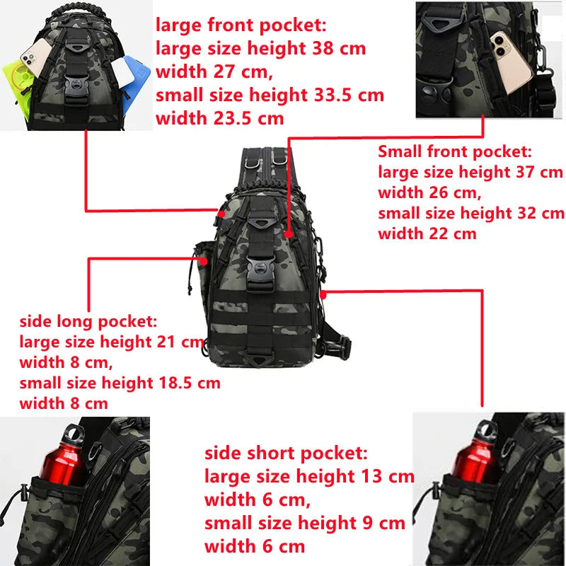 SUUTOOP Men Hiking Military Tactical Shoulder Bag Camping Sports Trekking Climbing Crossbody Fishing Outdoor Chest Bag For Male