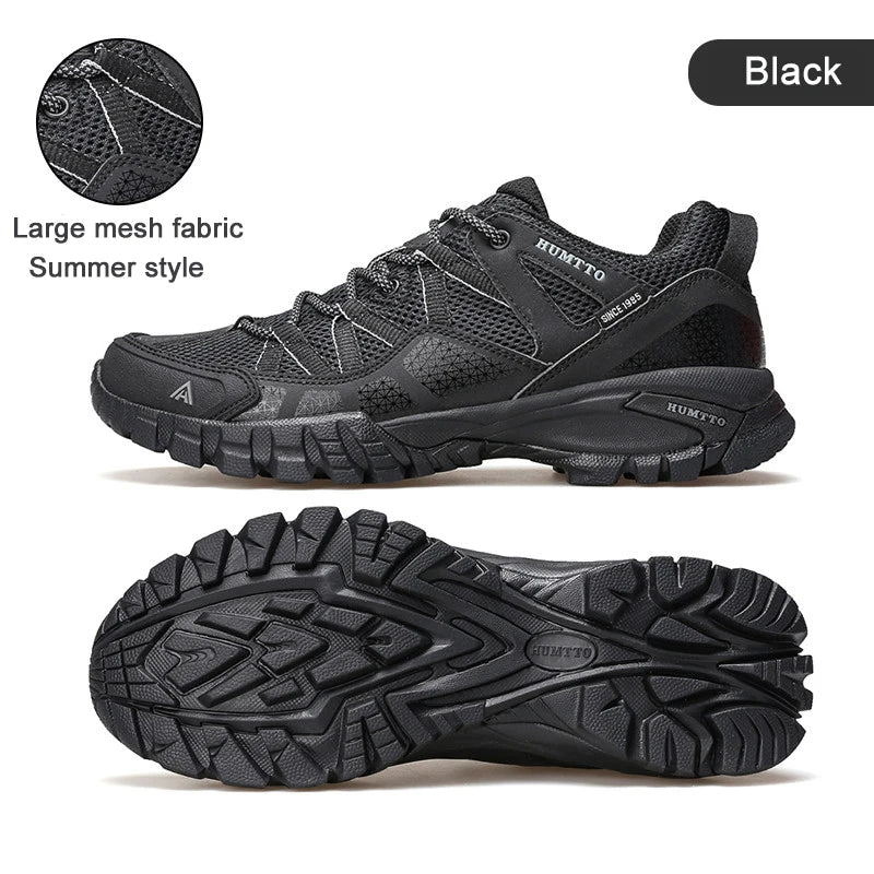 HUMTTO Summer Breathable Shoes for Men Non-slip Hiking Men's Sports Shoes Luxury Designer Outdoor Black Rubber Trekking Sneakers