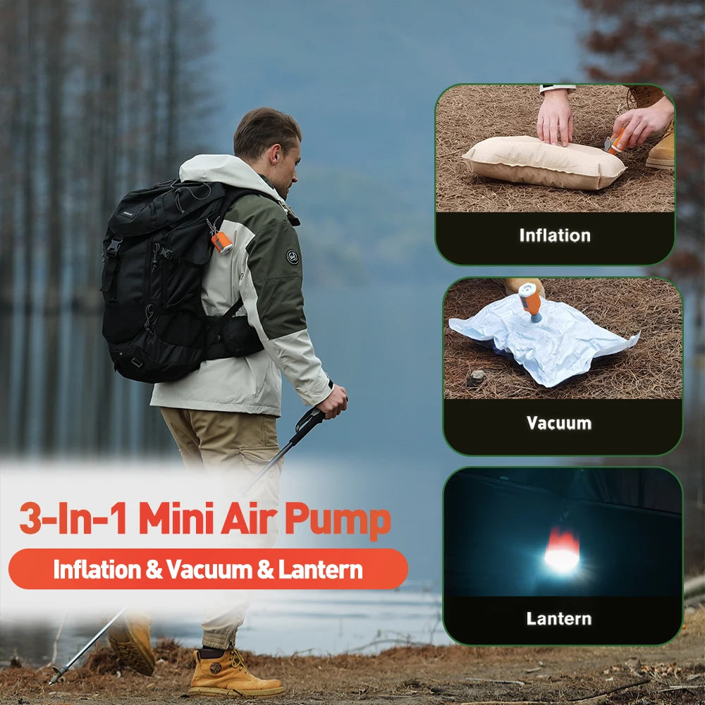 GIGA Pump 4.0 Mini Air Pump For Mattress Outdoor Camping Portable Electric Inflator for Hiking/Air Bed Swimming Ring Vacuum Pump
