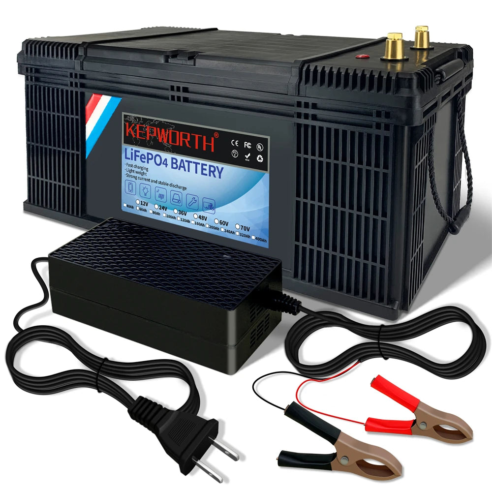 12V 200Ah LiFePO4 Deep Cycle Battery Built-in BMS 6000+ Cycles 2560WH Perfect for RV Solar Marine Overland Off-Grid Application