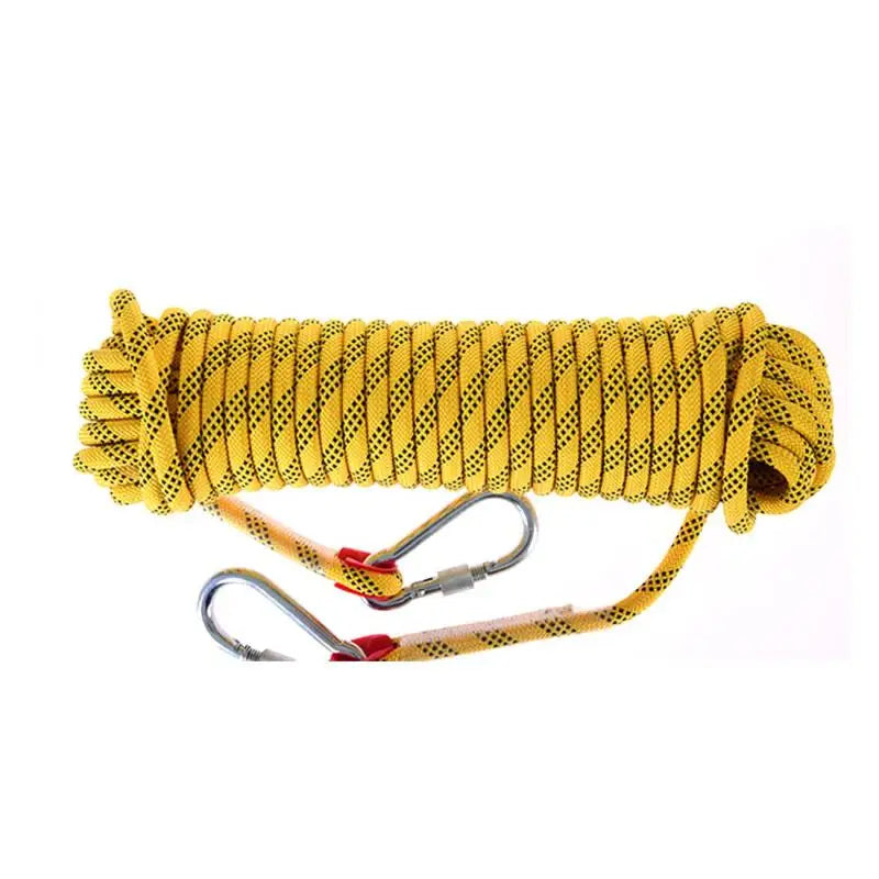 12mm Outdoor Climbing Rope with Hook 20m High Strength Climbing Safety Rope Camping Hiking Rescue Rope Emergency Survival Tool