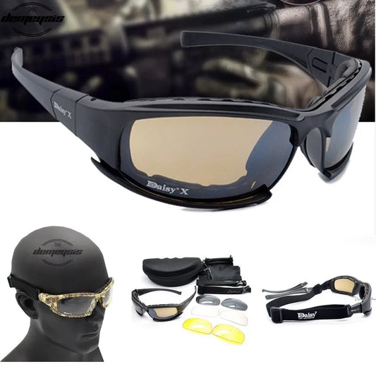 Army Goggles Sunglasses Men Military Sun Glasses 4 Lens Kit Men's War Game Tactical Glasses for Outdoor Sport Hiking Shooting