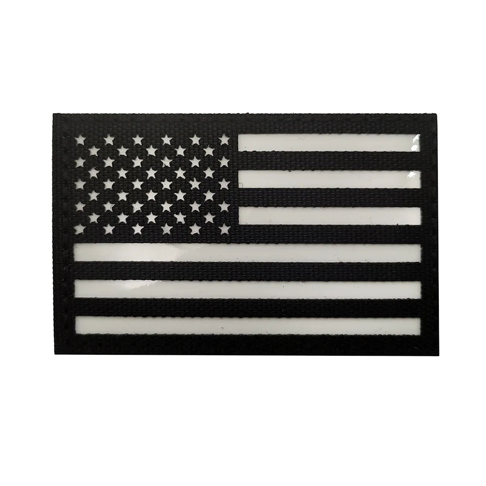 United States American US USA Infrared IR Reflective Large Size Flag Patches Tactical Military Emblem Shoulder Fastener Badges