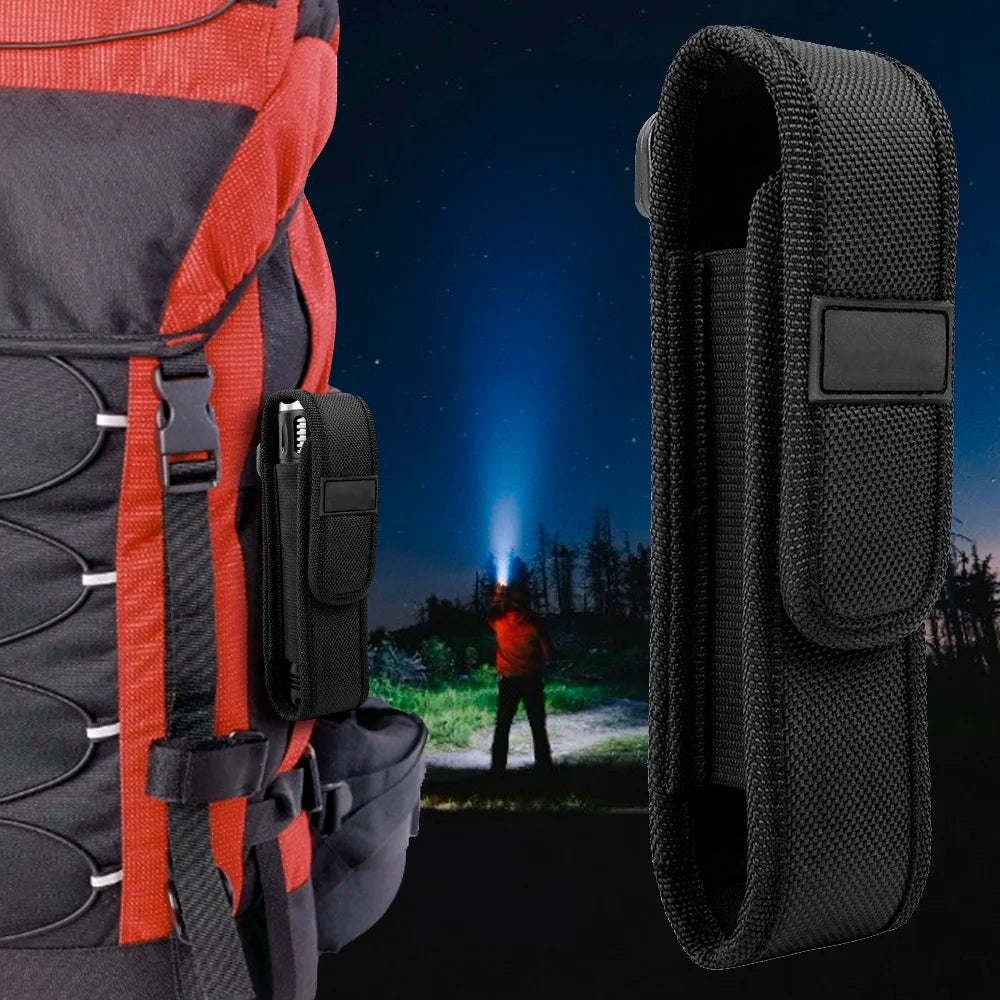 Tactical Molle Flashlight Pouch Holster Portable Outdoor LED Torch Carry Case Flashlight Holder Bag for Hunting Camping Hiking