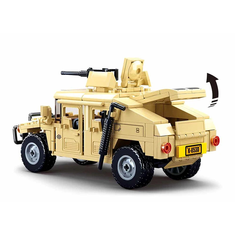 Sluban WW2 Military Hummer H2 Army Assault Vehicle Model Building Block Classics World War Weapons Car Brick Boy Friend Toy Gift