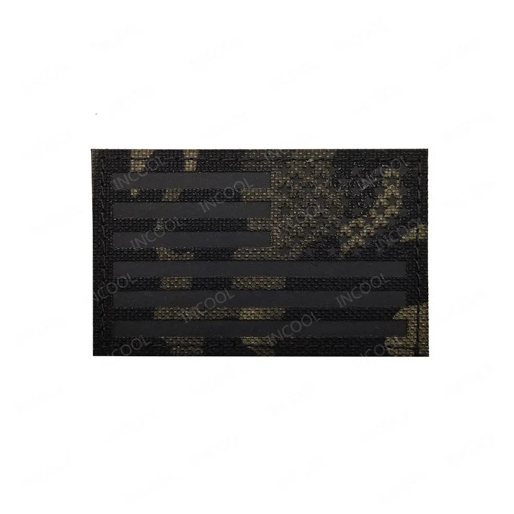 United States American US USA Infrared IR Reflective Large Size Flag Patches Tactical Military Emblem Shoulder Fastener Badges