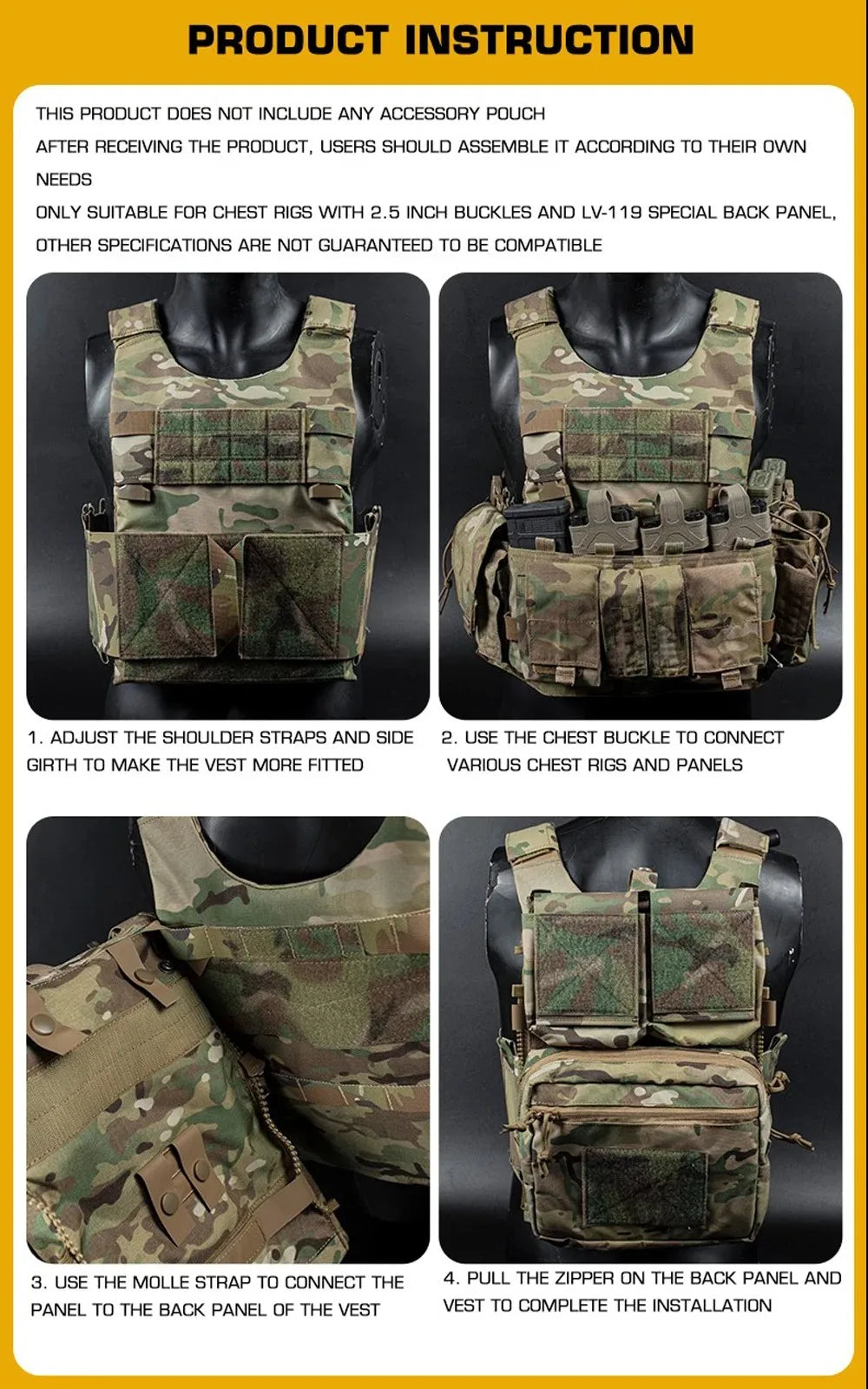 LV119 Tactical Vest Spiritus Conceal Carry Systems Plate Carrier Hunting Vest Lightweight Portable CS Gear