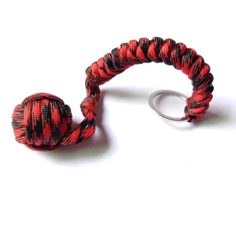 Outdoor Self Defense Key Chain Emergency Survival Protecting Monkey Fist Steel Ball Bearing Parachute Lanyard Camping Paracord