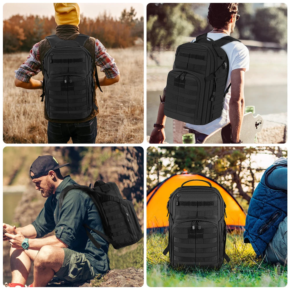 24L Tactical Backpack with Molle System - Military-Grade, Waterproof, for Climbing, Trekking, Outdoor Sports, Camping, and Hiking Travel