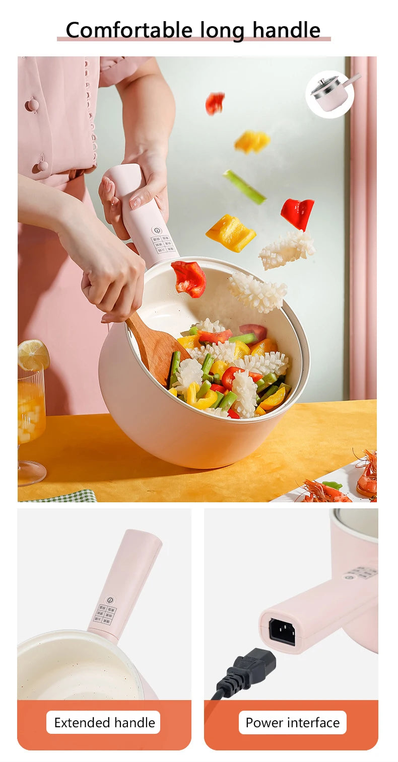 DMWD 1.8/2.5L Household Cooking Pot Electric Rice Cooker Mini Hot Pot Food Steamer Porridge Soup Pot Breakfast Maker Frying Pan