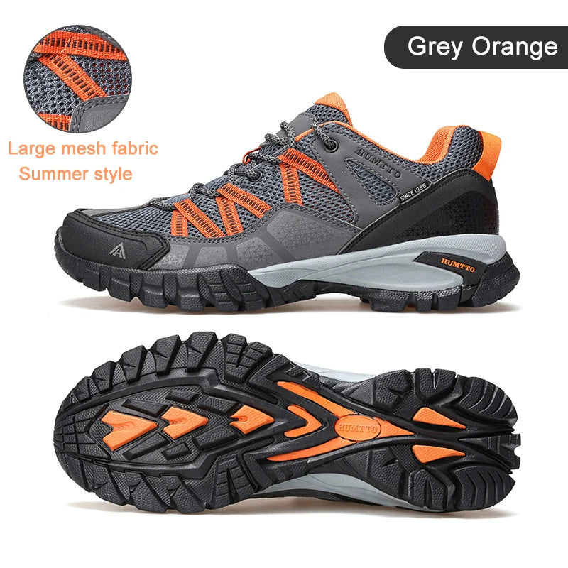 HUMTTO Summer Breathable Shoes for Men Non-slip Hiking Men's Sports Shoes Luxury Designer Outdoor Black Rubber Trekking Sneakers