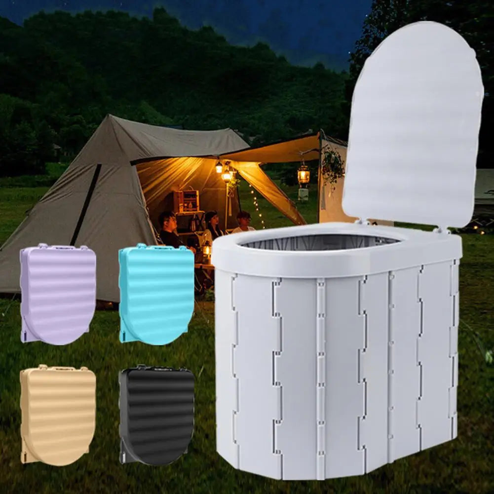 Camping Folding Toilet with Lid Great Load Bearing Long Travel Toilet Wide Seat Adult Car Potty with Storage Bag And Trash Bags