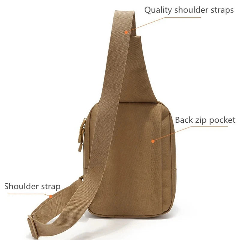 Outdoor Men Chest Bags Leisure Waterproof Shoulder Crossbody Bag Large Space Chest Bag Practical Durable Sling Bag Travel Sports