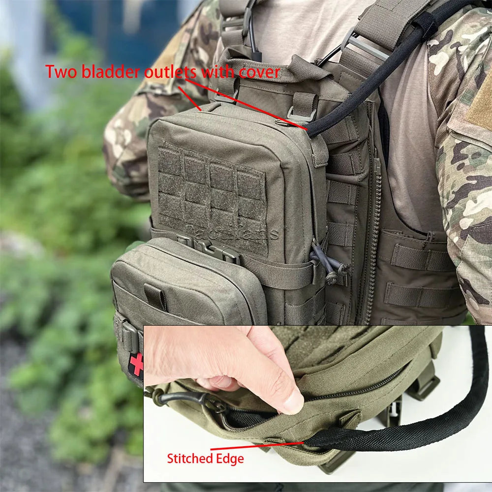 Mini Hydration Bag Tactical 2 In 1 Small MOLLE Hydration Pack Rip Away IFAK Medical Pouch Med Patch Pouch Hunting Bag