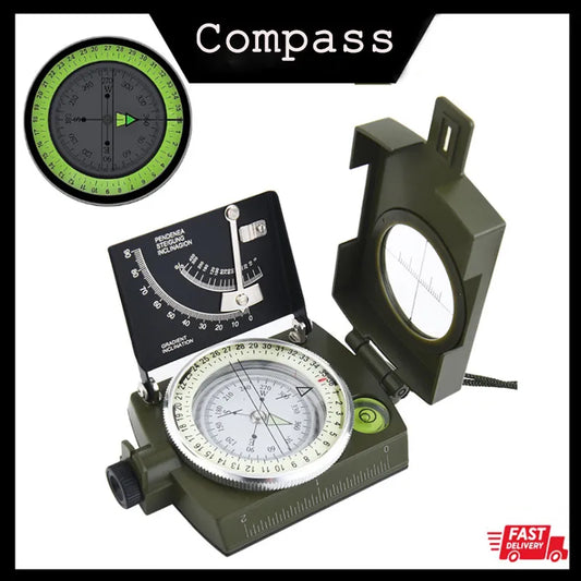 All-Purpose Outdoor Survival Military Compass - Waterproof & Shock-Resistant, Folding Lensatic Design for Hiking and Trips