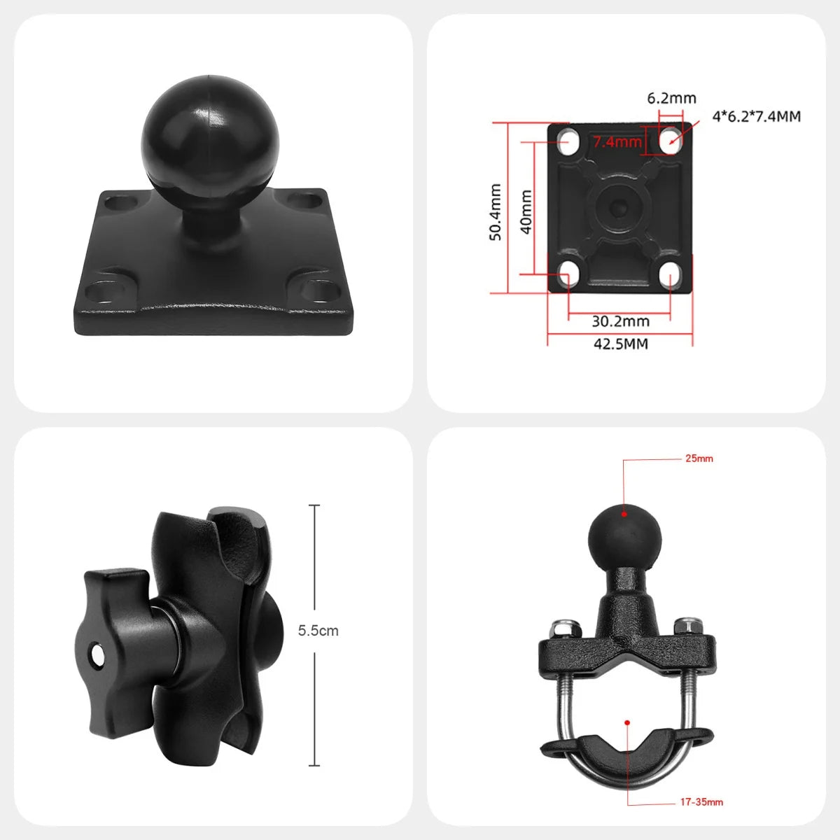 U-bolt Handlebar Mount KIT + Square Plate Bracket for Garmin Montana 750i 700 750 700i 680 650 Zumo XT GPSMAP 276Cx Overlander