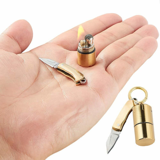 Mini Thumb Lighter and Knife Set,Field Emergency Survival Tool Sophisticated and Practical