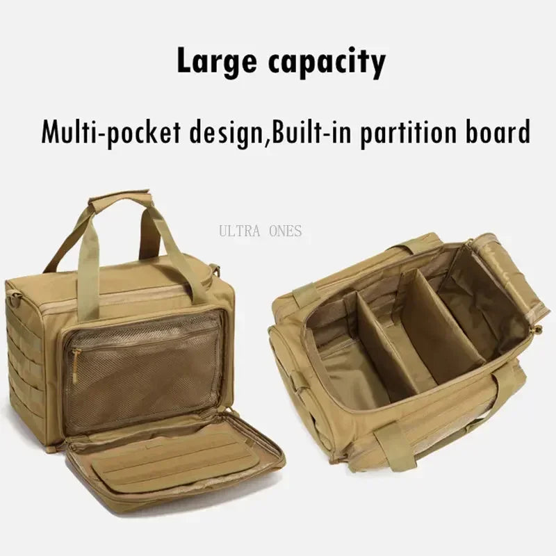 Tactical Range Bag Outdoor Hunting Training Shooting Molle Gun Bags Climbing Hiking Camping Large Capacity Handbag