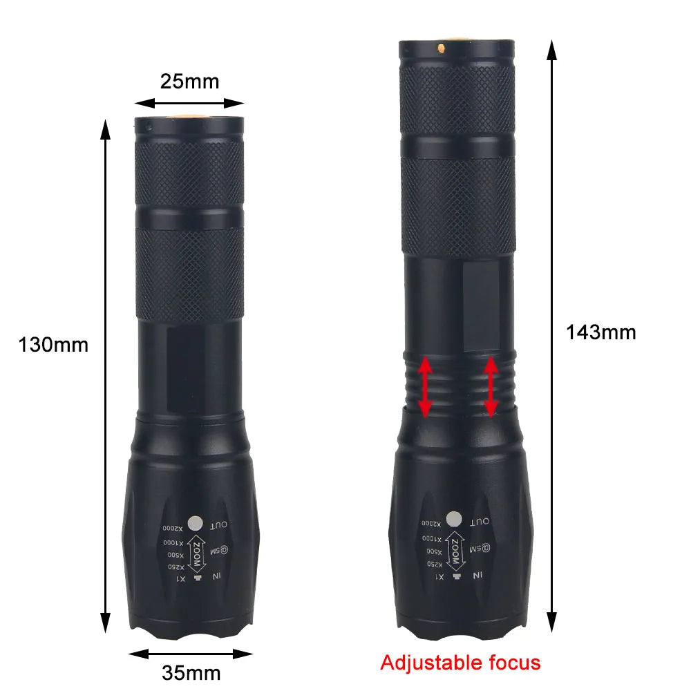 Tactical Light Green/Red/White LED Hunting Flashlight Torch 1-Mode Lamps Light by 18650 Battery No Battery