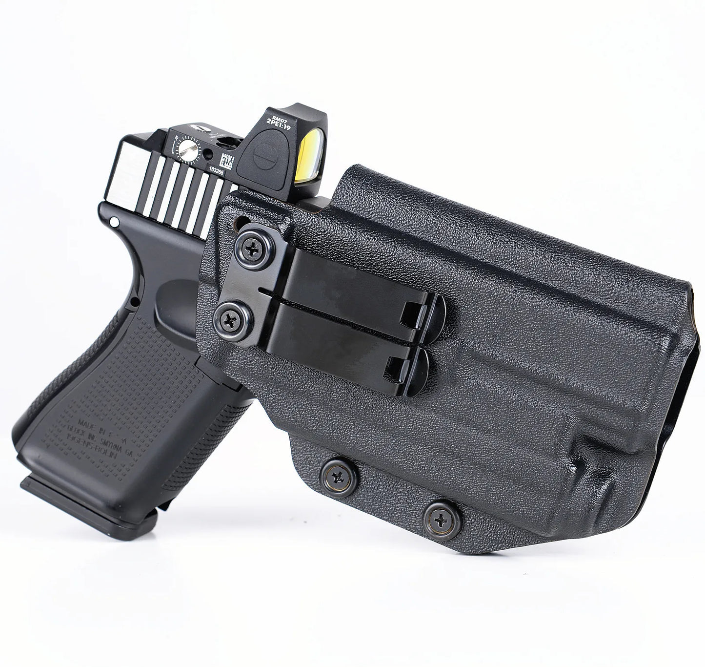 IWB Kydex Holster for Glock 17 22 31 with Olight Baldr Mini 600 Lumens Tactical Flashlight Inside Waistband Concealed Carry