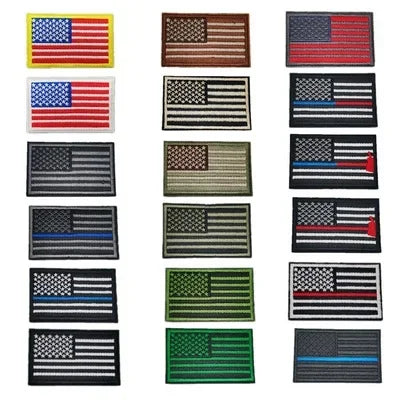 USA National Flag Patches Iron on Embroidery Stars Stripes Banner Appliques Arm Green Morale Badges for Sweatshirts Bags Decor