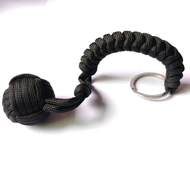 Outdoor Self Defense Key Chain Emergency Survival Protecting Monkey Fist Steel Ball Bearing Parachute Lanyard Camping Paracord