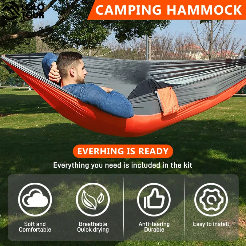 220x100cm Parachute Hammock 1 Person Portable Army Survival 210T Nylon Hammock for Travel Camping hiking Adventure Beach Holiday