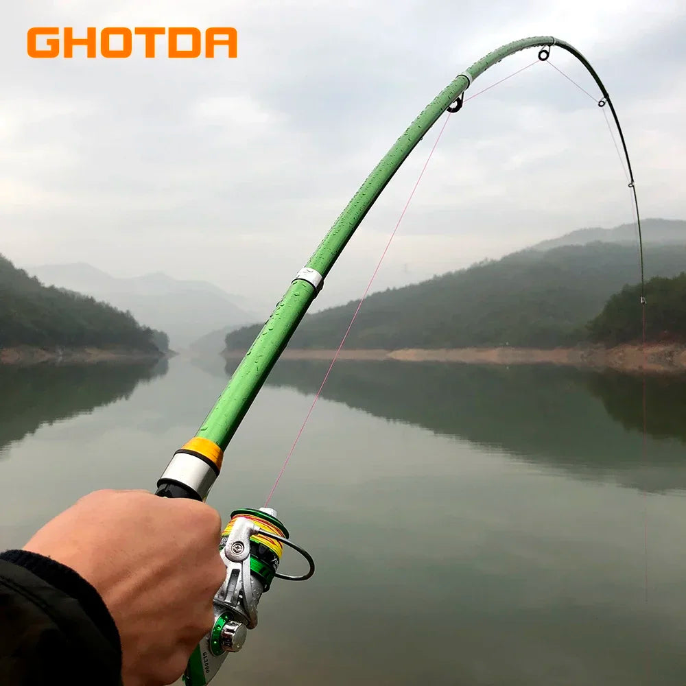 GHOTDA Telescopic Fishing Rod 2.1M -3.6M Carp Fishing Rod feeder Hard FRP Carbon Fiber fishing pole