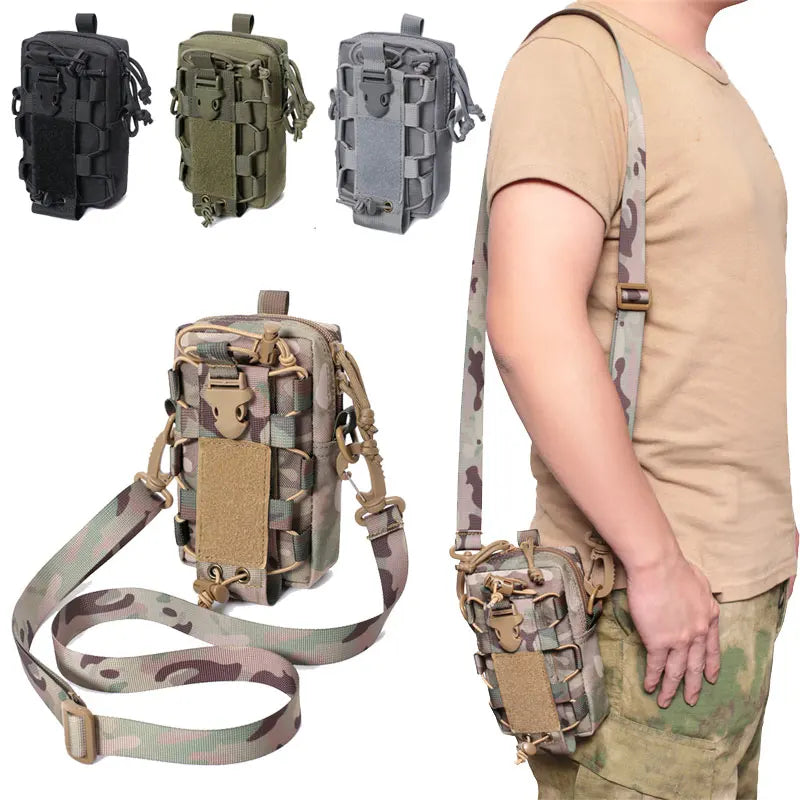 Men Camping Outdoor Water Bottle Mobile Phone Bag Molle Pouch Tactical Military Waist Pack Messenger Bag Waist Bag Soft back