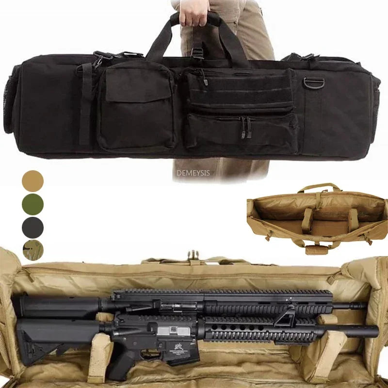 M249 Tactical Gun Bag Large Capacity Hunting Shooting Gun Case Protective Foam Pad Airsoft Double Rifles Carry Shoulder Bag