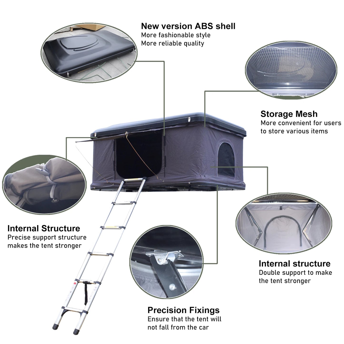 WILDSROF Straight type hardshell 4x4 2 Person car rooftop tent for camping vertical ABS roof top tent hard shell