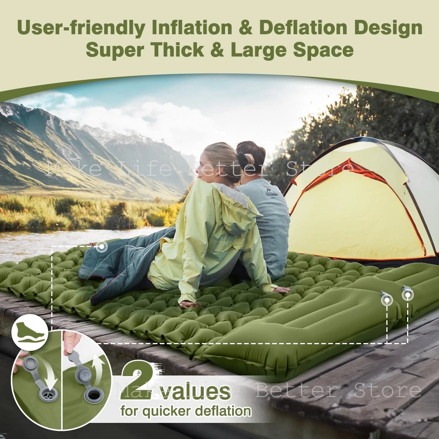 Inflatable Mattress with Built-in Pillow Pump 200x140cm Outdoor Sleeping Bed Vehicle Inflatable Cushion for Car Camping Air Mat