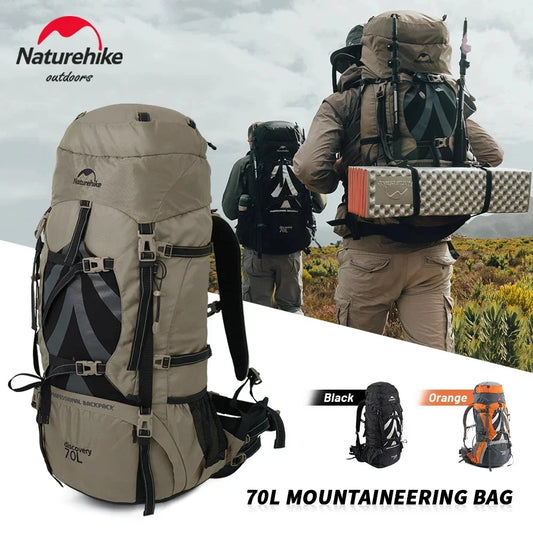 Naturehike Backpack Professional Outdoor Hiking Travel Bag Big Capacity 70L Mountaineering Camping Bag Support System NH70B070-B