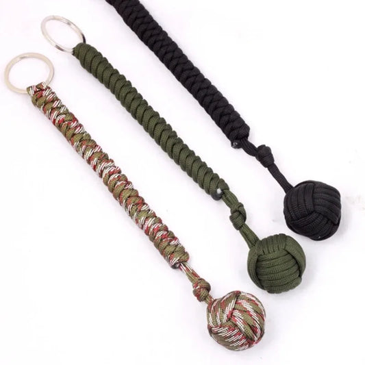 Outdoor Self Defense Key Chain Emergency Survival Protecting Monkey Fist Steel Ball Bearing Parachute Lanyard Camping Paracord