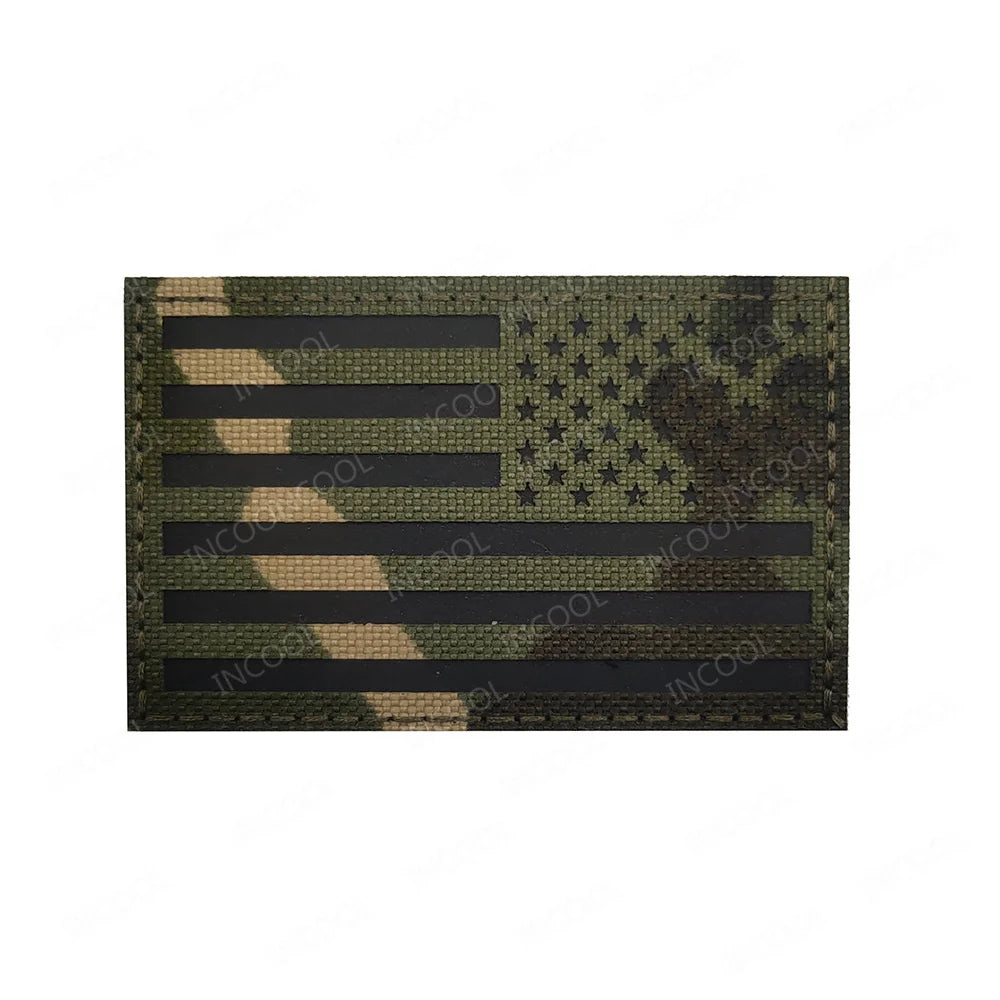 United States American US USA Infrared IR Reflective Large Size Flag Patches Tactical Military Emblem Shoulder Fastener Badges