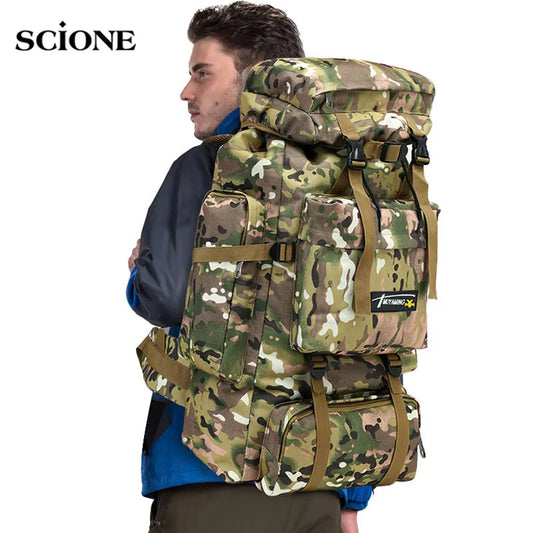 70L Camping Backpack Tactical Bag Military Mountaineering Men Travel Outdoor Sports Molle Backpacks Hiking Shoulder Bag XA583WA