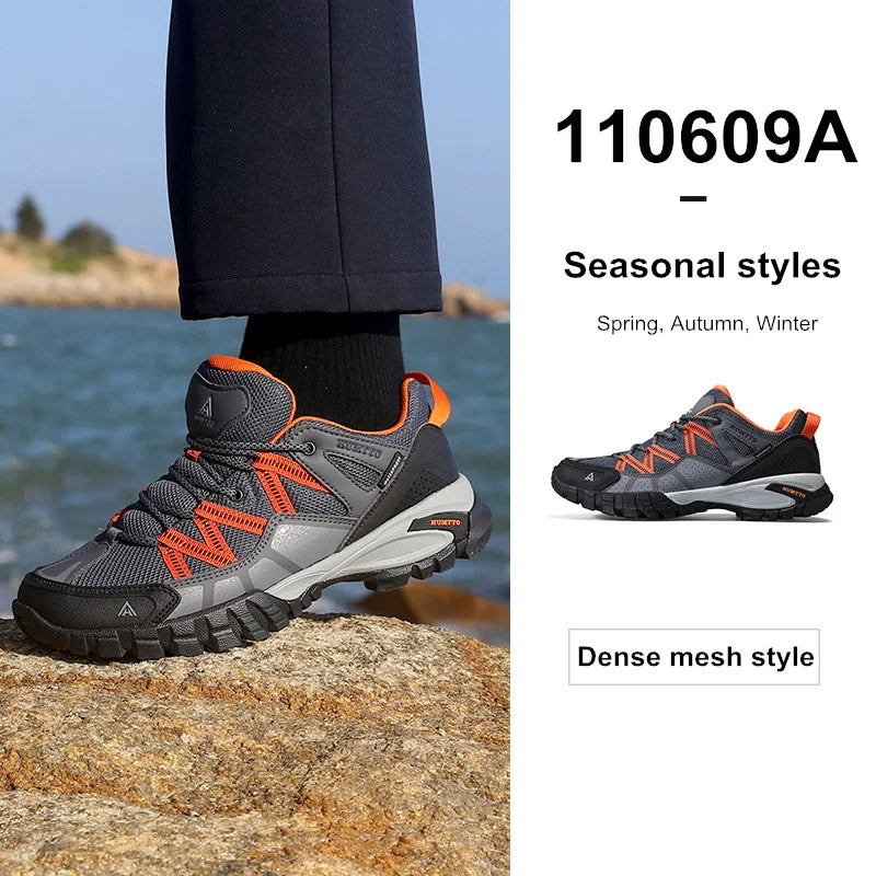 HUMTTO Summer Breathable Shoes for Men Non-slip Hiking Men's Sports Shoes Luxury Designer Outdoor Black Rubber Trekking Sneakers