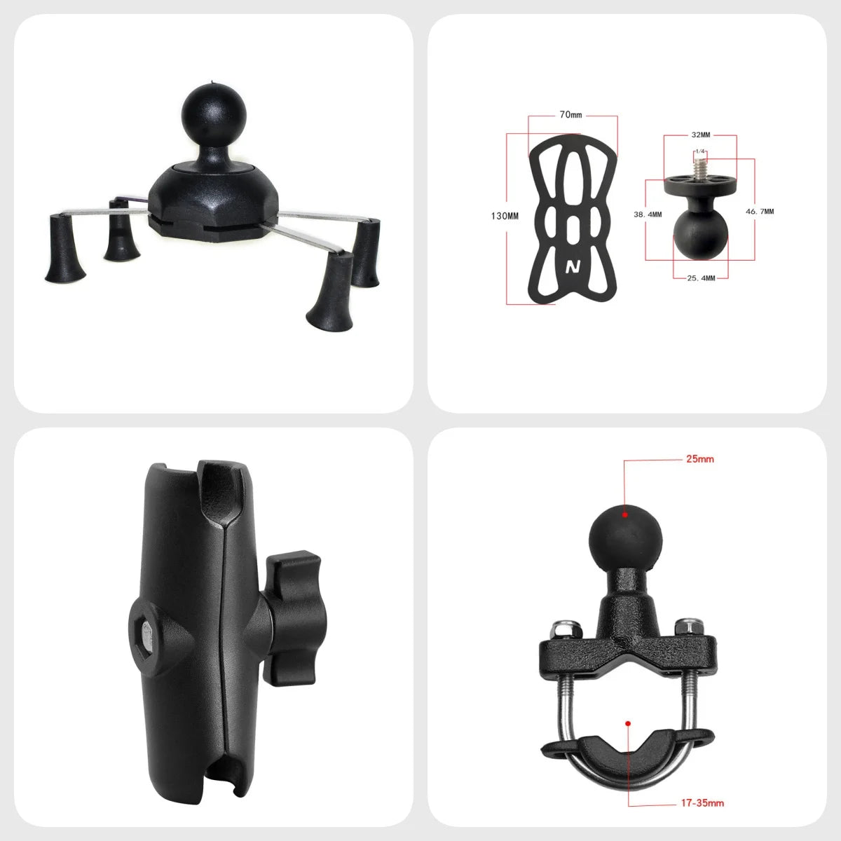 X-Grip Mount Bracket+Double Socket Arm +U-bolt Kits Holder for Motocycle GPS Garmin ZUMO XT XT2 Overlander Tread-Powersport