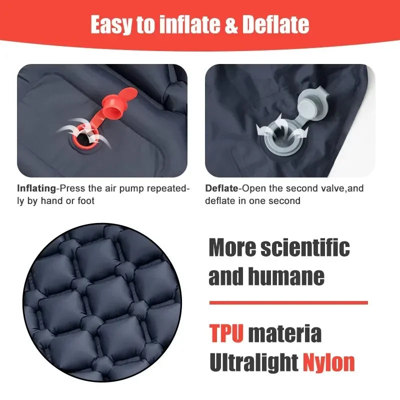 Outdoor Thicken Camping Mattress Ultralight Self-inflating Air Mattress Built-in Inflator Pump For Travel Hiking Fishing