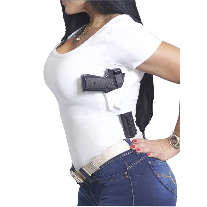 Tactical Clothes Concealed Carry T-Shirt Pistol Holster Tactical Short Sleeve Shirt Gun Holster for Men Women Invisible Carry