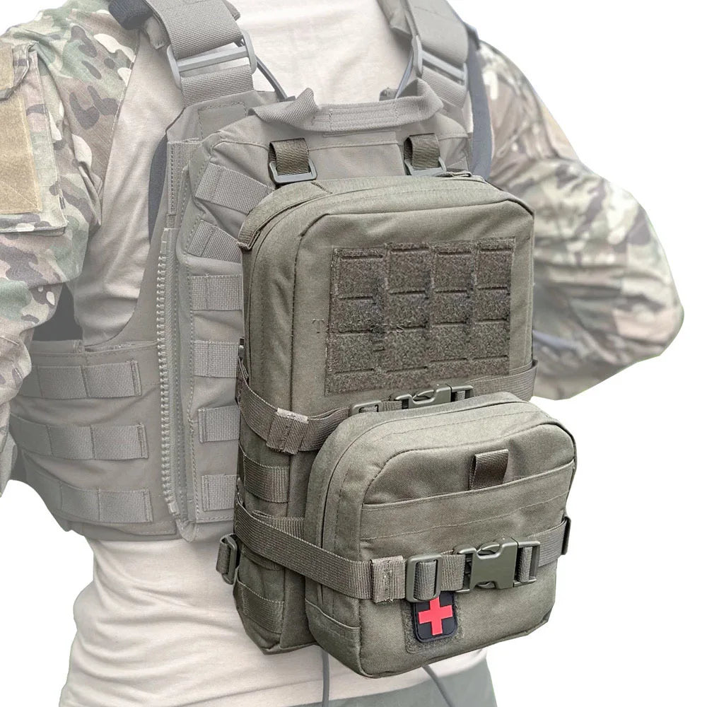 Mini Hydration Bag Tactical 2 In 1 Small MOLLE Hydration Pack Rip Away IFAK Medical Pouch Med Patch Pouch Hunting Bag